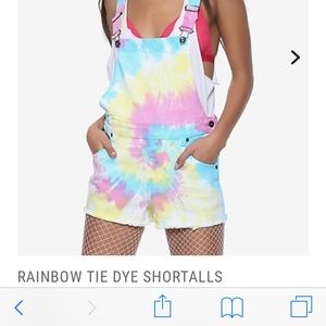 Hot Topic Rainbow Tie Dye Shortalls/Overalls